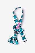 Jefferson Stripe Turquoise Pre-Tied Bow Tie Photo (1)