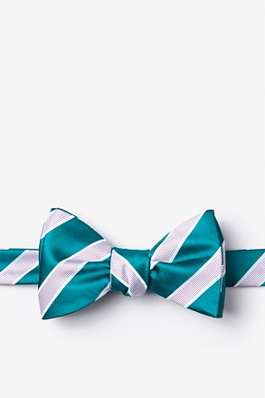 Jefferson Stripe Turquoise Self-Tie Bow Tie