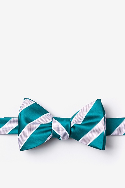 Turquoise Microfiber Jefferson Stripe Self-Tie Bow Tie