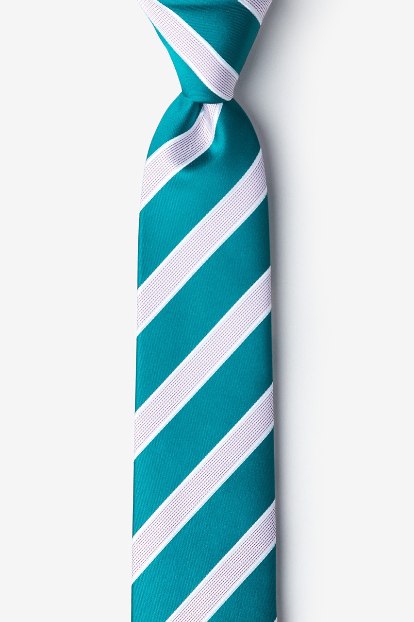 Turquoise Microfiber Jefferson Stripe Skinny Tie | Ties.com