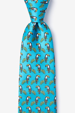 Toucans Turquoise Extra Long Tie