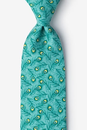 Peacock Feathers Turquoise Tie