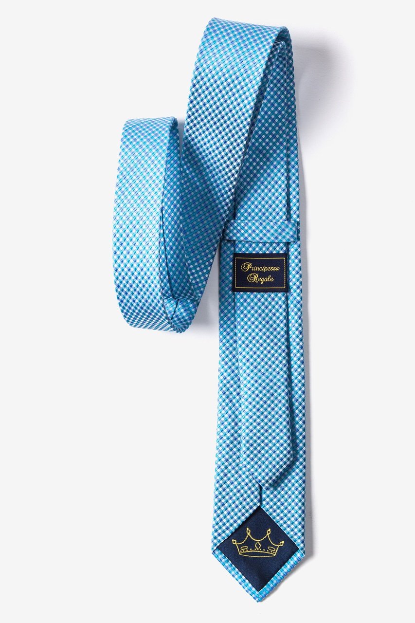 Checked Plaid Turquoise Skinny Tie Photo (1)