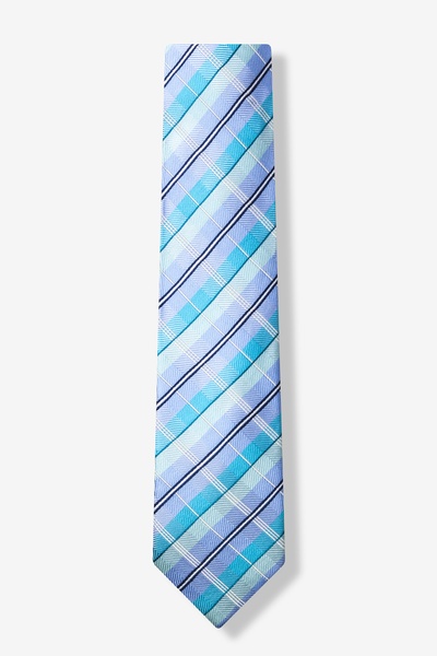 Retreez Plaid Check Woven Microfiber Skinny Tie - Turquoise | 2" Width, 58" Length | Casual & Formal Unisex Tie
