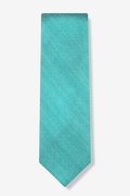 Turquoise Solid Stitch Extra Long Tie Photo (0)