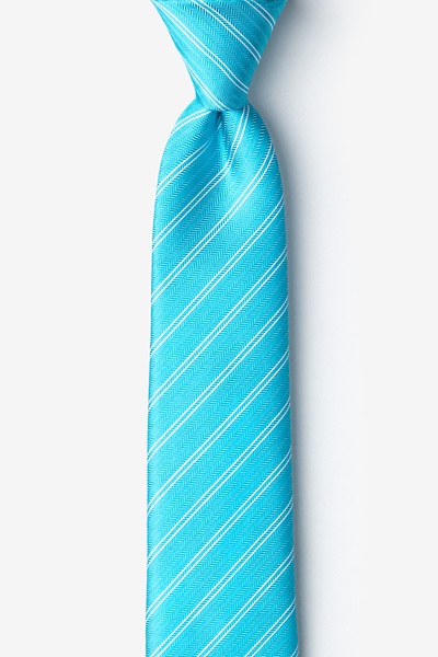 Turquoise Silk Yapen Skinny Tie