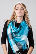 Turquoise Czech Check Scarf Photo (3)