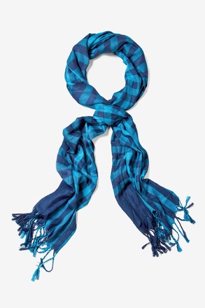 Turquoise Picnic Check Scarf