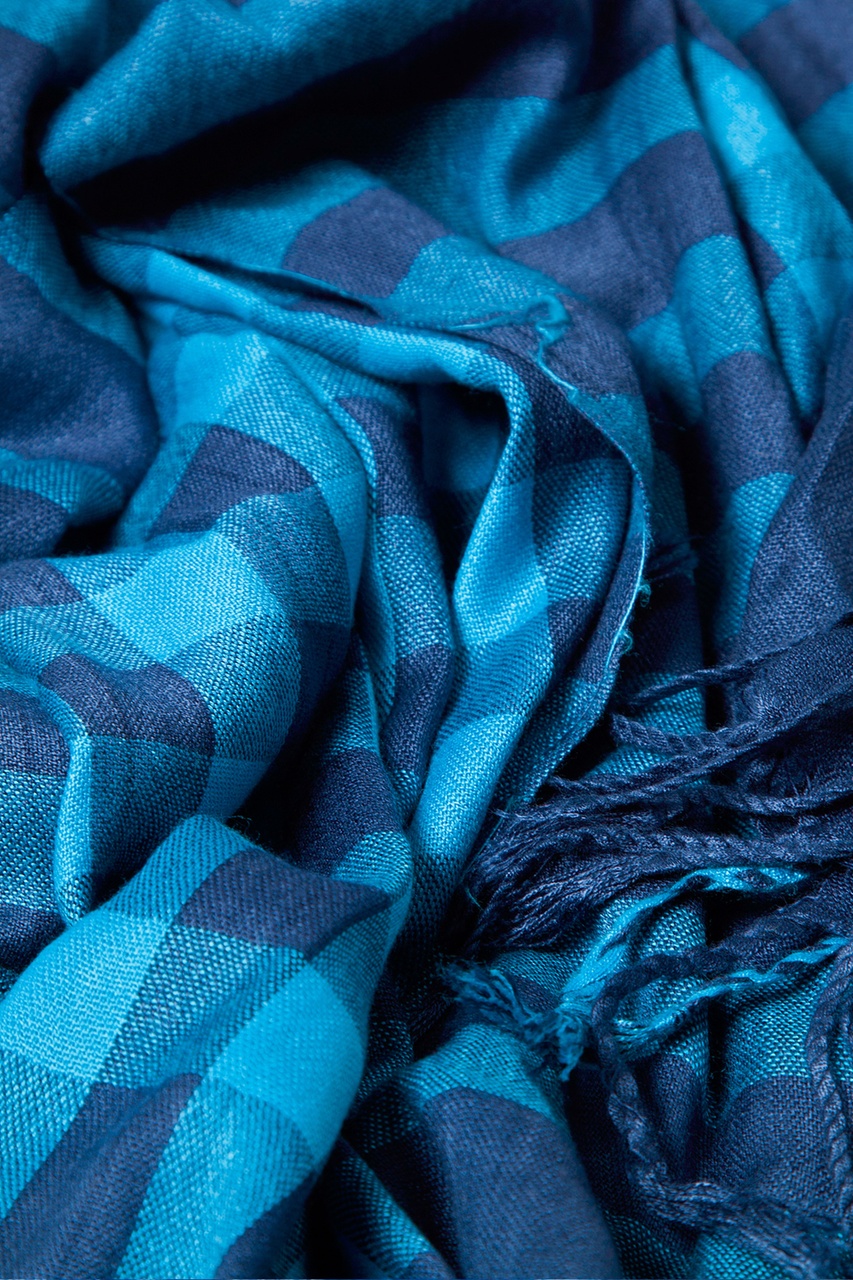 Turquoise Picnic Check Scarf Photo (0)