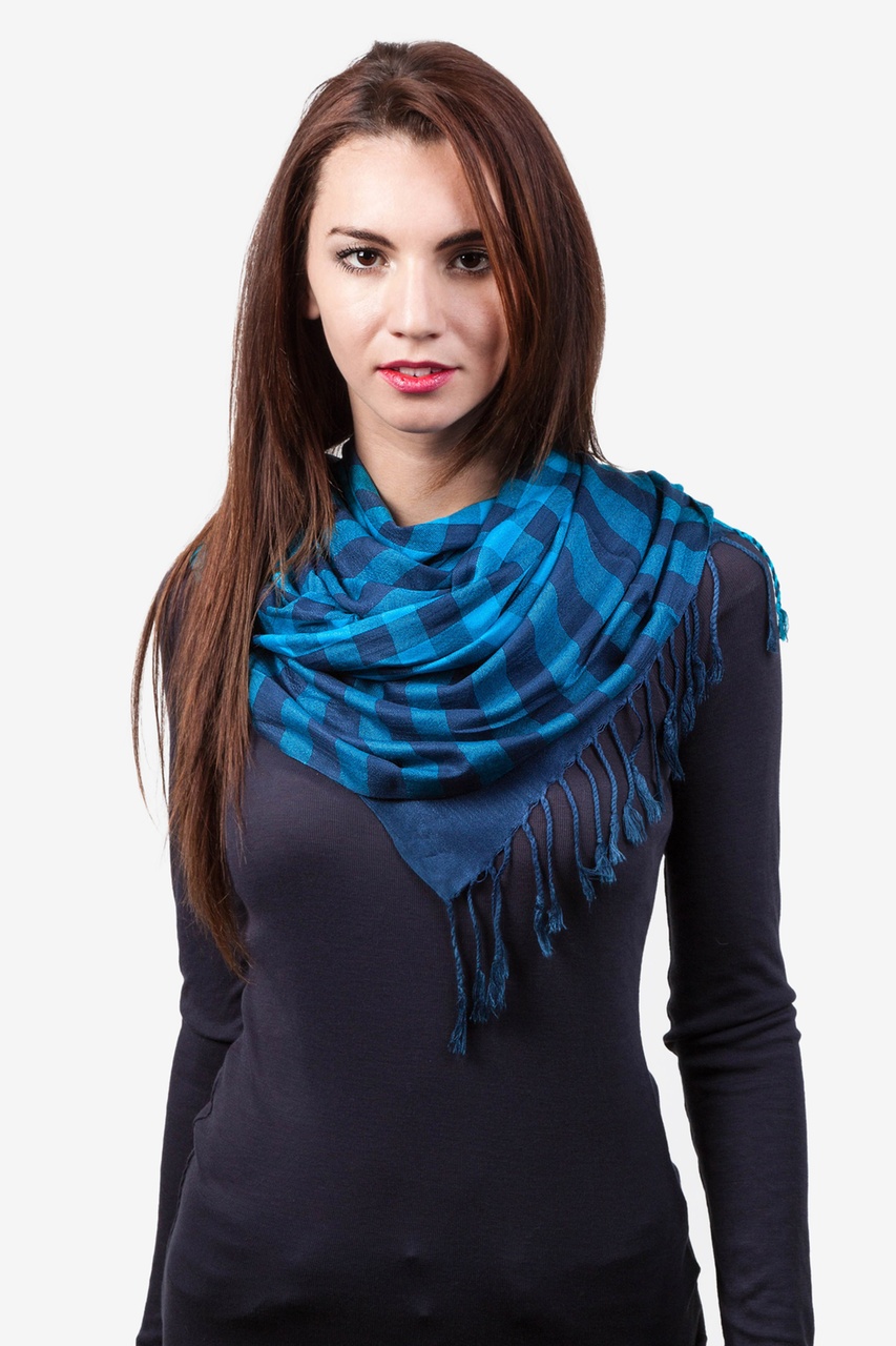 Turquoise Picnic Check Scarf Photo (4)