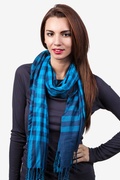 Turquoise Picnic Check Scarf Photo (2)