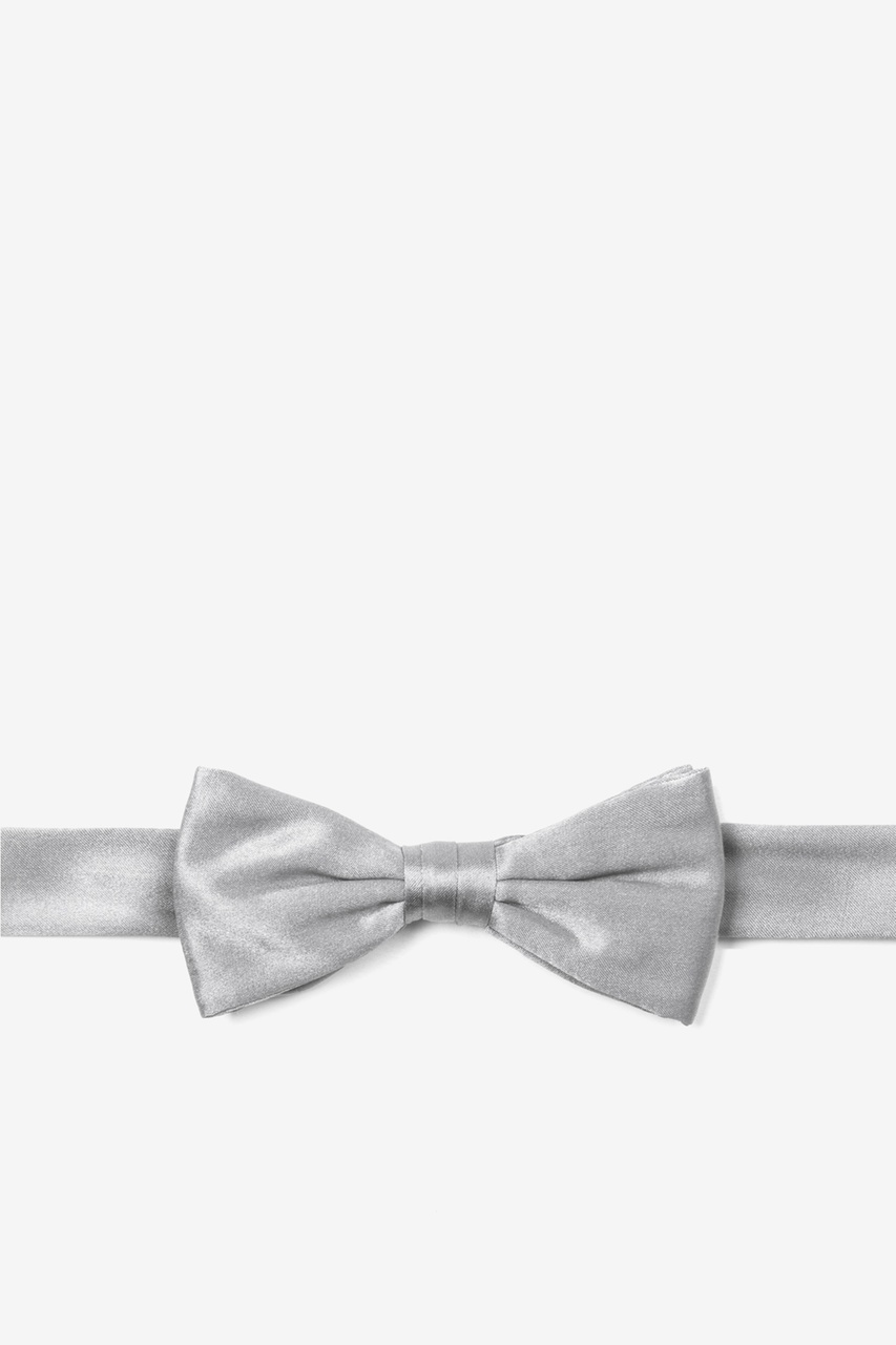 Wedding Silver Silk Boys Bow Tie