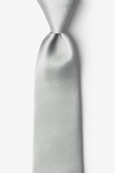 Wedding Silver Silk Wedding Silver Extra Long Tie