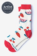 Alynn® X Jordan Sondler Fruit White Women's Sock Photo (0)