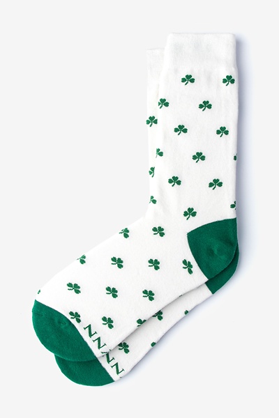 White Carded Cotton My Lucky | Shamrock Small-Medium Sock