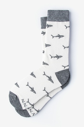 Shark Bait White Small-Medium Sock