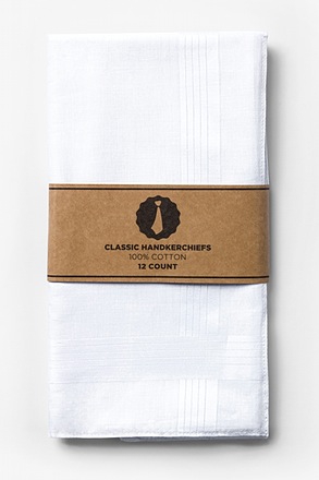 12 Pack Classic White Handkerchief