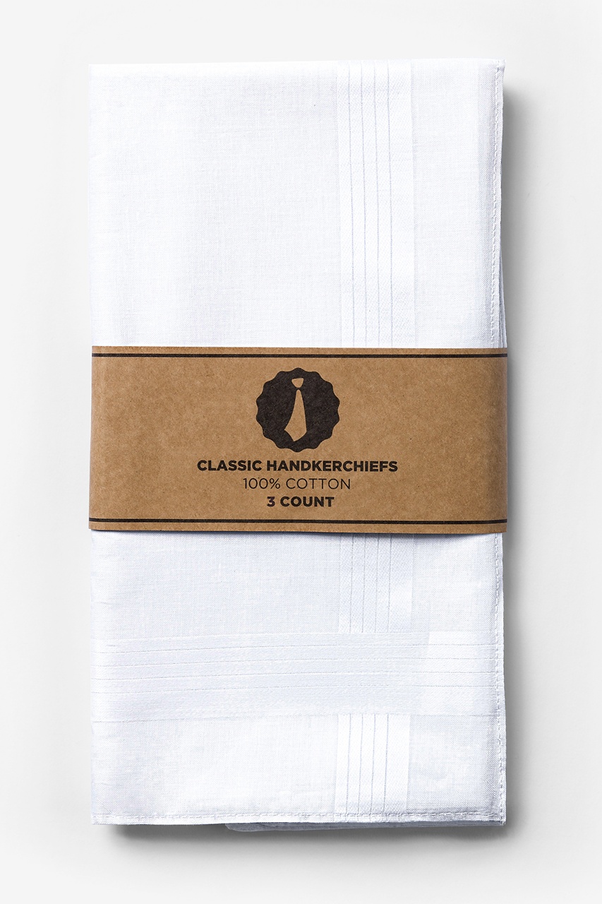 3 Pack Classic White Handkerchief Photo (0)