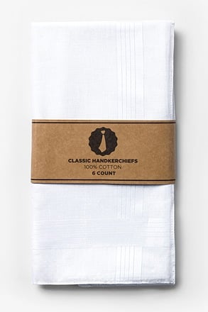 6 Pack Classic White Handkerchief