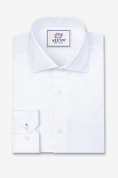 White Cotton Aiden Cutaway Collar Dress Shirt