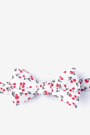 Cherry White Self-Tie Bow Tie
