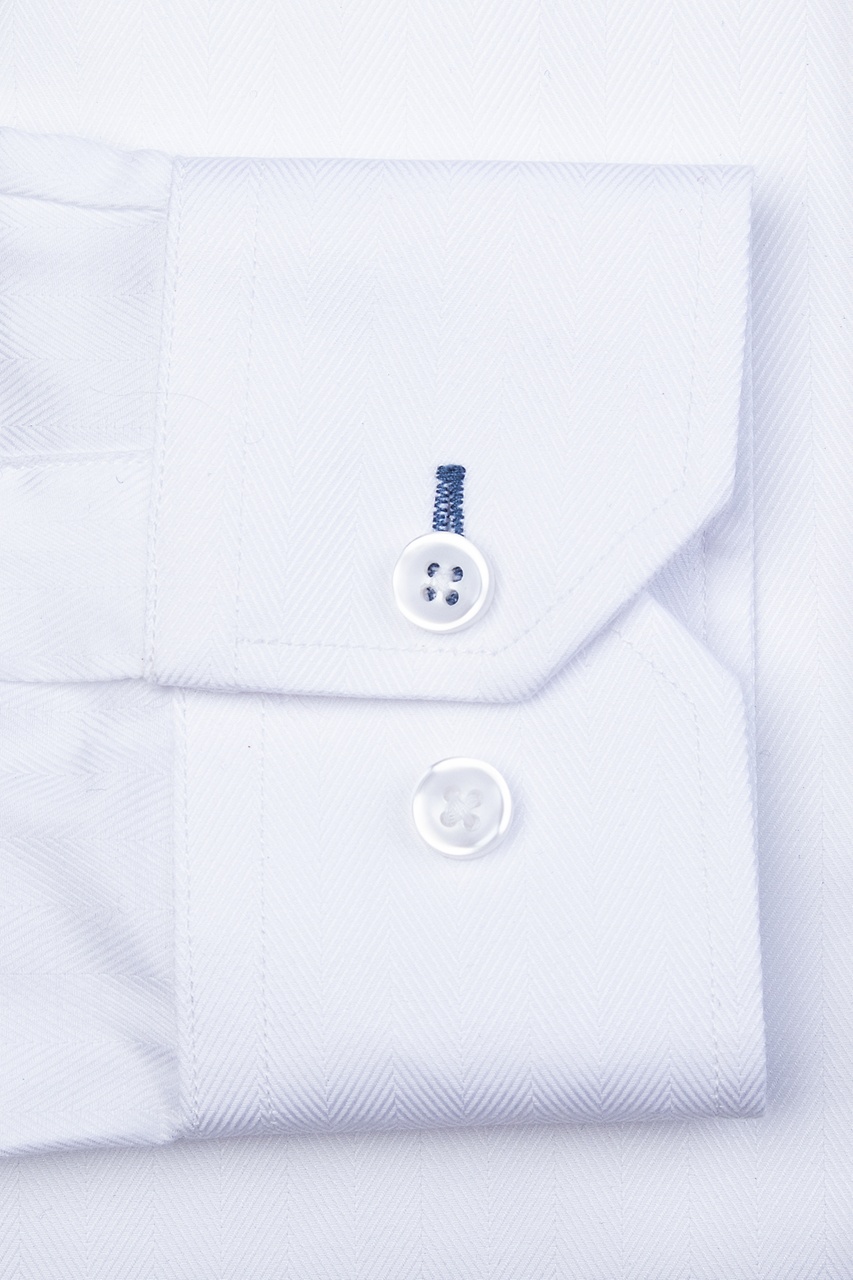 Oliver Herringbone White Dress Shirt Photo (1)