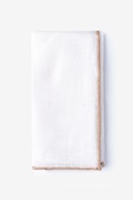 Beige Edged Linen White Pocket Square Photo (0)