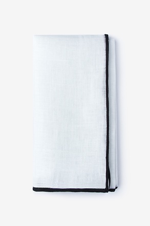 Black Edged Linen White Pocket Square