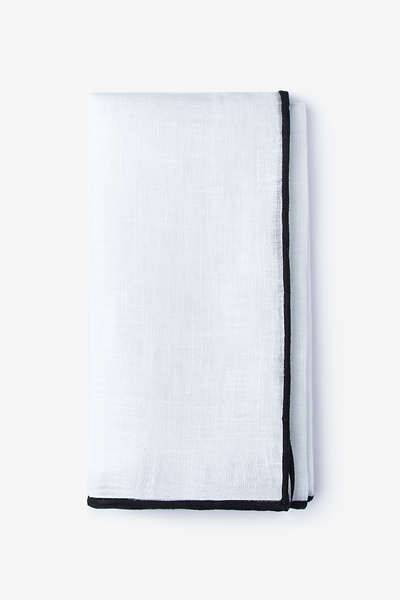 White Linen Black Edged Linen Pocket Square