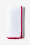 Fuschia Edged Linen White Pocket Square Photo (0)