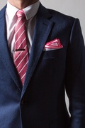 Fuschia Edged Linen White Pocket Square Photo (1)