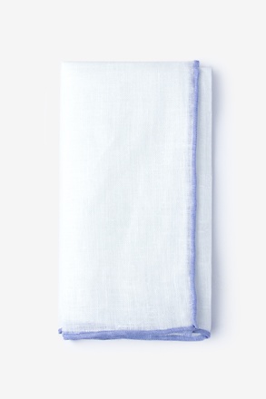 Lilac Edged Linen White Pocket Square