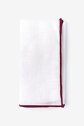 Maroon Edged Linen White Pocket Square Photo (0)