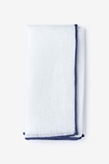 Navy Edged Linen White Pocket Square Photo (0)