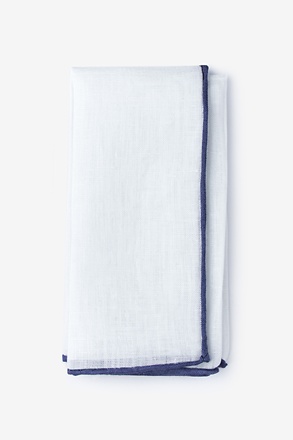 White Linen Pocket Square with Purple Embroidered Edge | Ties.com