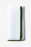 Olive Edged Linen White Pocket Square Photo (0)