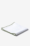 Olive Edged Linen White Pocket Square Photo (1)