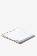 Taupe Edged Linen White Pocket Square Photo (1)