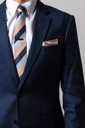 Taupe Edged Linen White Pocket Square Photo (2)