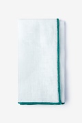 Teal Edged Linen White Pocket Square Photo (0)