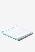 Turquoise Edged Linen White Pocket Square Photo (1)