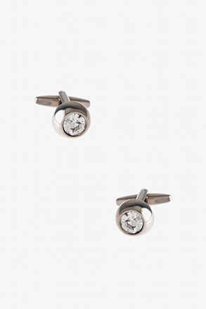 _Accented Dome White Cufflinks_