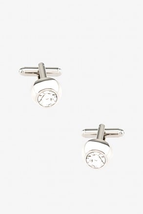 _Embellished Dome White Cufflinks_