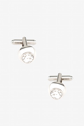 _Embellished Dome White Cufflinks_