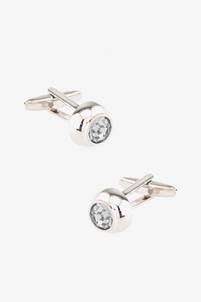 Embellished Dome White Cufflinks