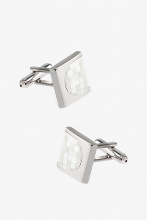 Sideways Pattern White Cufflinks