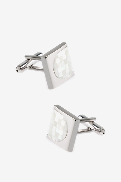 White Metal Sideways Pattern Cufflinks