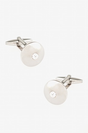 _Wide Embellished Dome White Cufflinks_