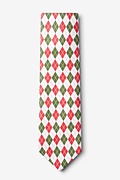 Christmas Argyle White Extra Long Tie Photo (1)