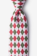 Christmas Argyle White Extra Long Tie Photo (0)